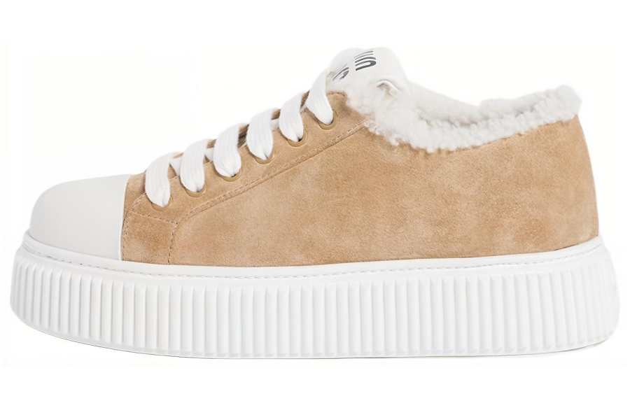 MIU MIU Suede Abrasion Resistant Abrasion Resistant Low top Skateboard Shoes Women's Light Umber