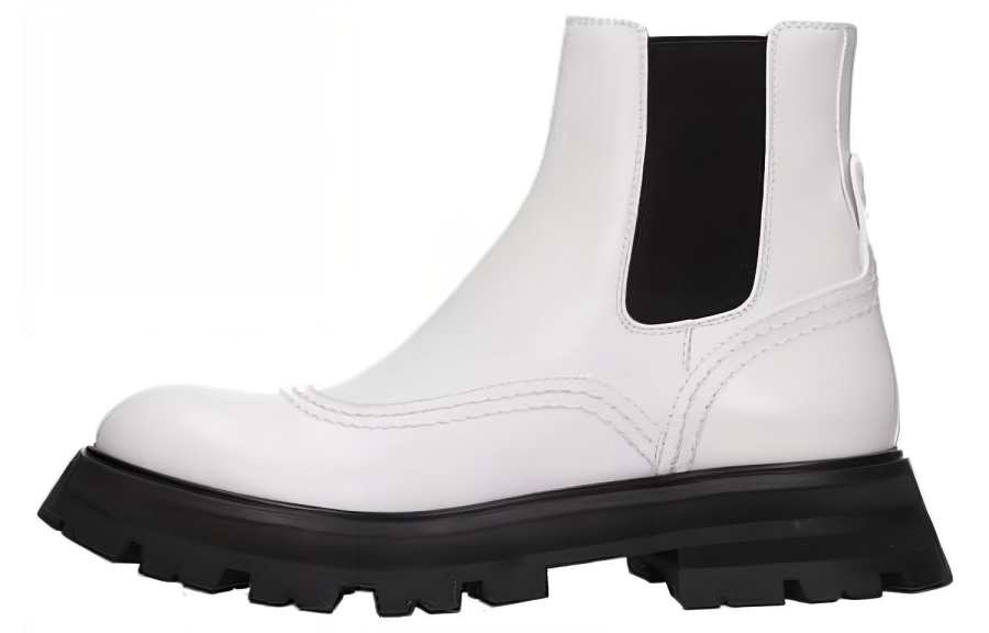 Alexander McQueen Wander Chelsea Boots 'White Black' Women's