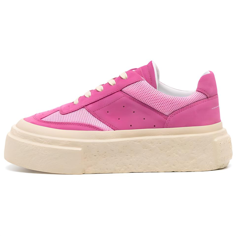 MM6 Maison Margiela Gambetta Textile, Split Cow Leather Low top Skateboard Shoes Unisex Pink