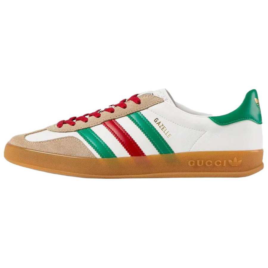 GUCCI x Adidas Originals Gazelle Leather Low top Skateboard Shoes Women's White