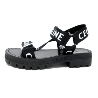 CELINE Fabric One Strap Sandals Women's Tawny