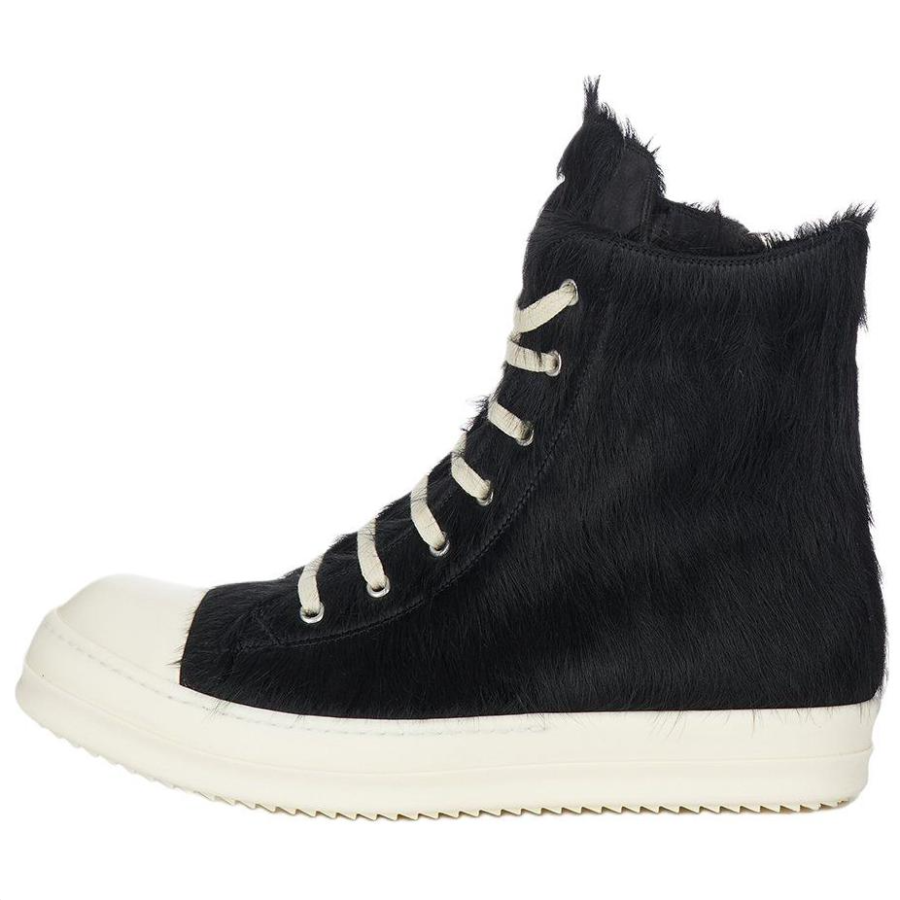 RICK OWENS RICK OWENS/RO Cow Leather High top Skateboard Shoes Men's Black