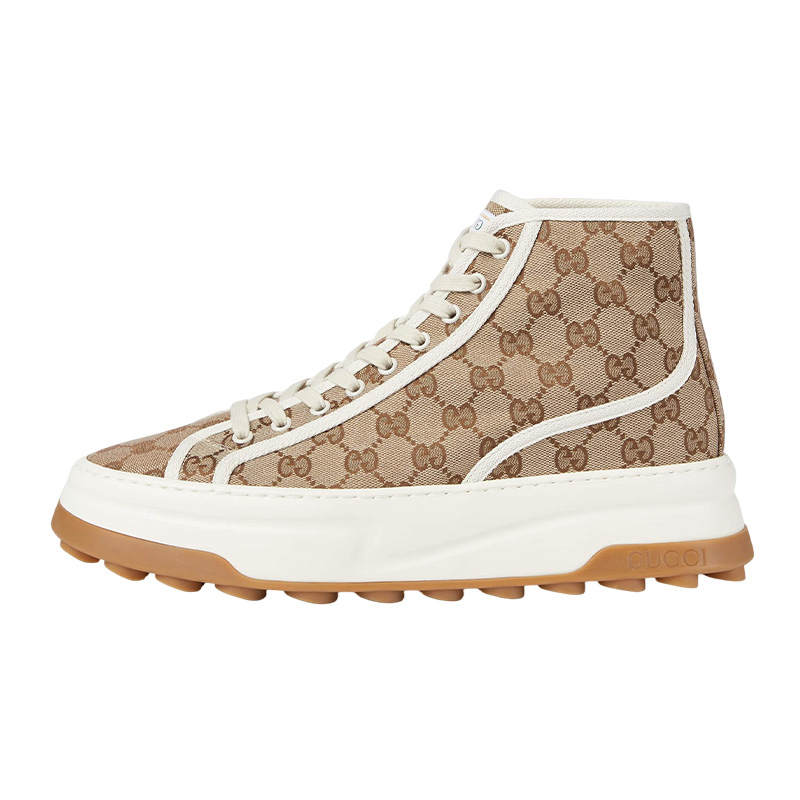 GUCCI Interlocking High top Canvas Shoes Men's Beige