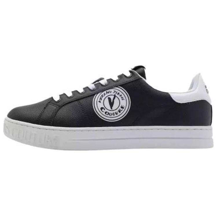 VERSACE JEANS COUTURE Leather Low top Skateboard Shoes Men's Black