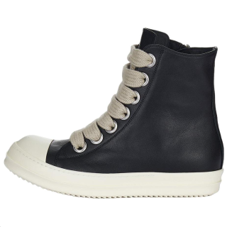 RICK OWENS/RO CONCORDIANS JUMBOLACE Cow Leather High top Skateboard Shoes Women's Black