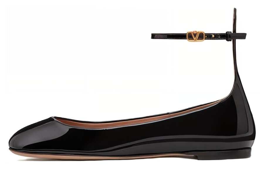 Valentino Tan Go GARAVANI Patent Leather Casual Shoes Women's Black