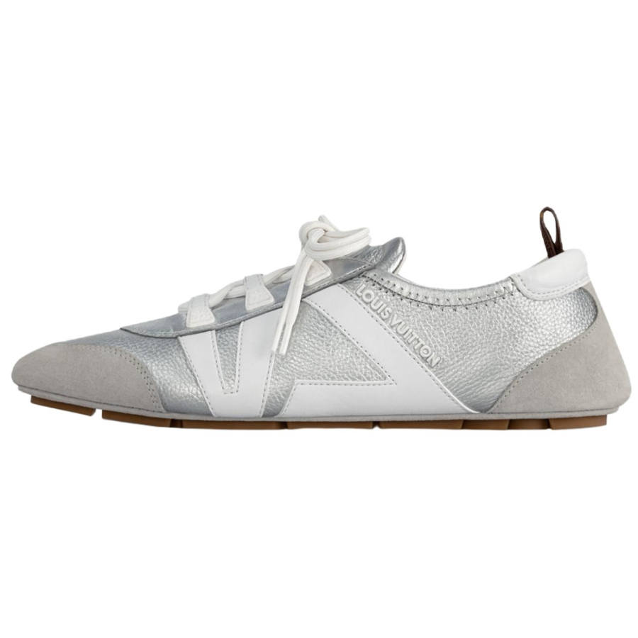 LOUIS VUITTON Sneakerina German Army Trainers Cow Leather Low top Casual Shoes Women's Silver