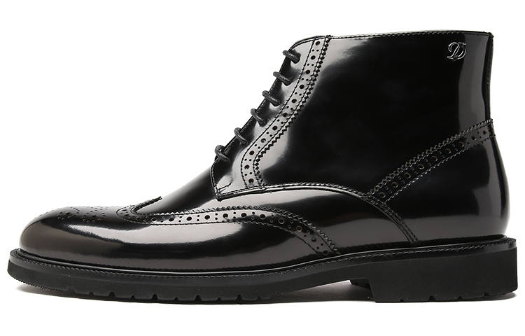 S.T.DUPONT Top Grain Cow Leather Ankle Boots Men's Black