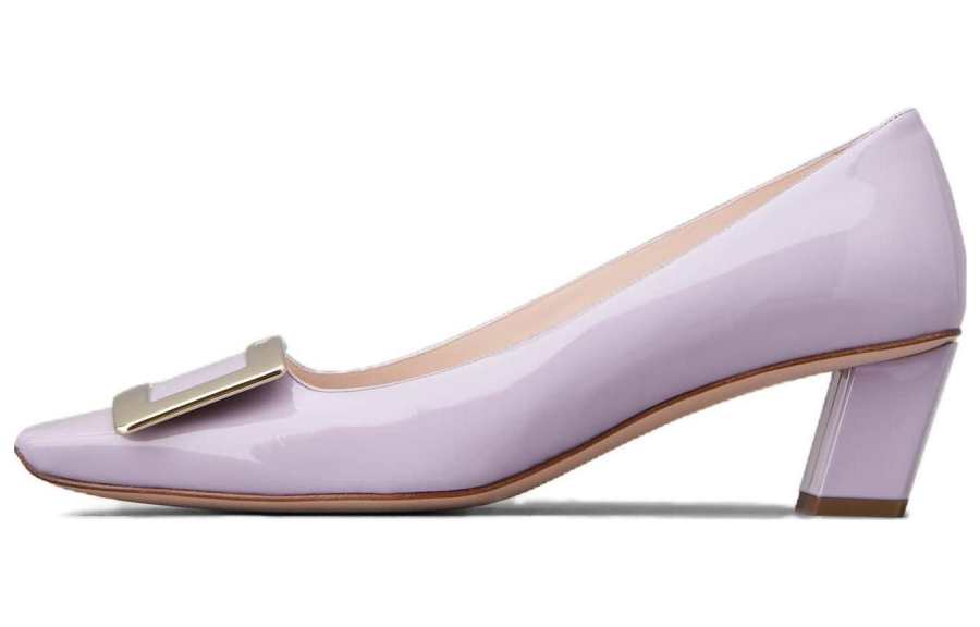 Roger Vivier Belle Vivier Patent Leather Chunky Heel High Heels 4.3cm Women's Purple