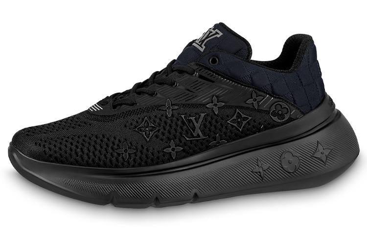 LOUIS VUITTON Show Up Textile, Leather Fashion Abrasion Resistant Abrasion Resistant Low top Casual Shoes Men's Black
