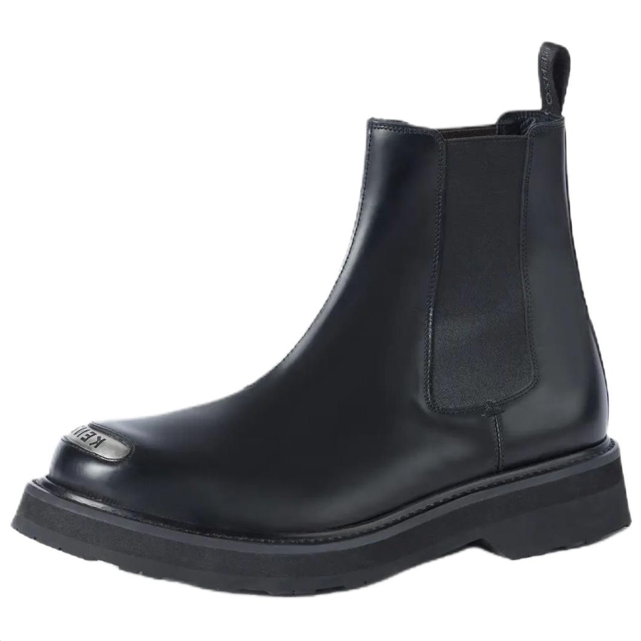 KENZO Kenzosmile Cow Leather Short Chelsea Boots 3.5cm Men's Black