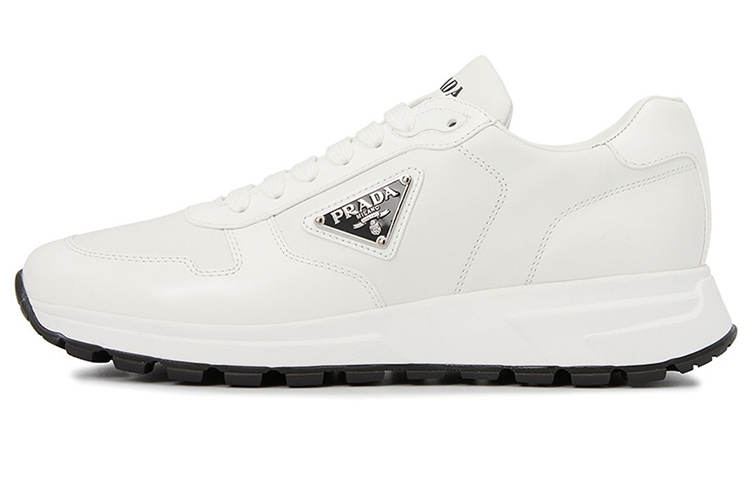 PRADA Cow Leather Low top Sports Casual Shoes Men's White