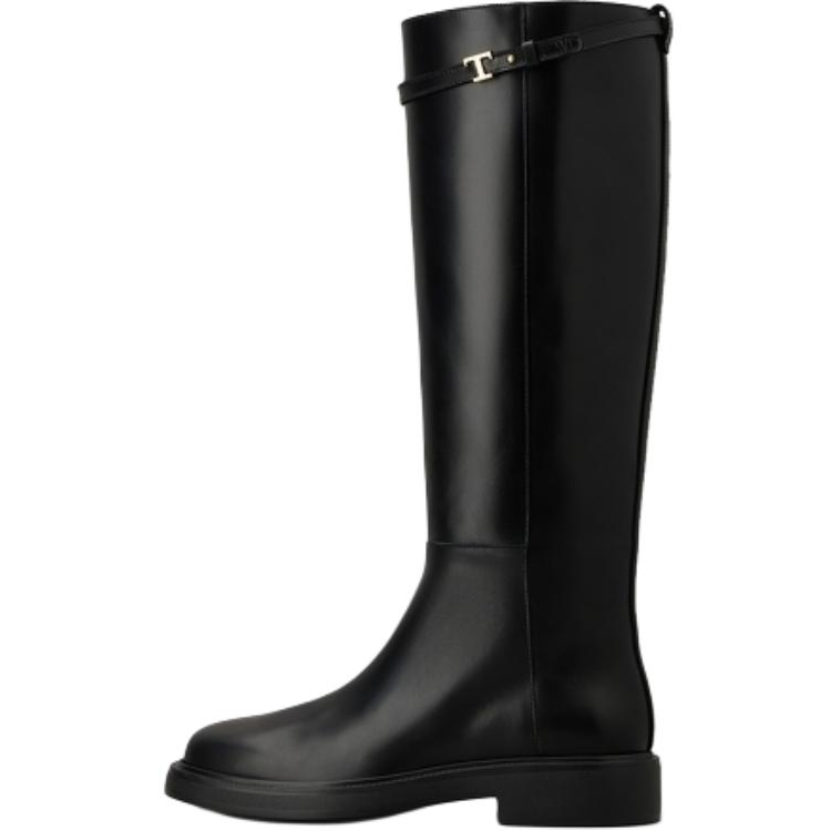 TOD'S T Timeless Cow Leather Knee high Boots Women's Black