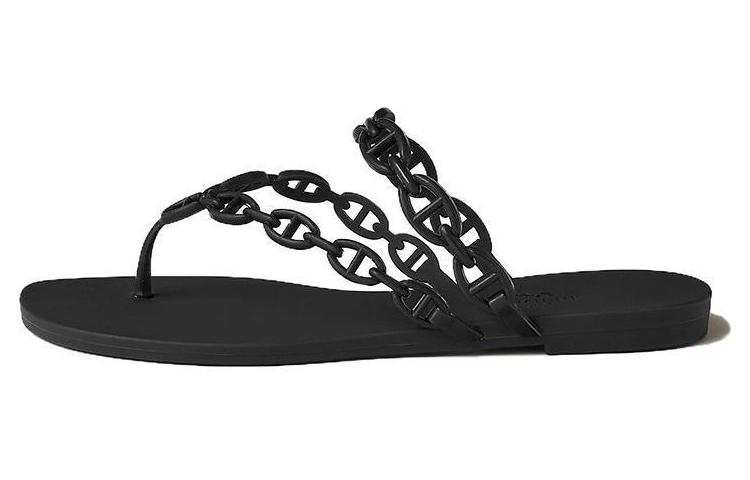 HERMES HERMES Rubber Sole No Special Function Flip Flops Women's Black