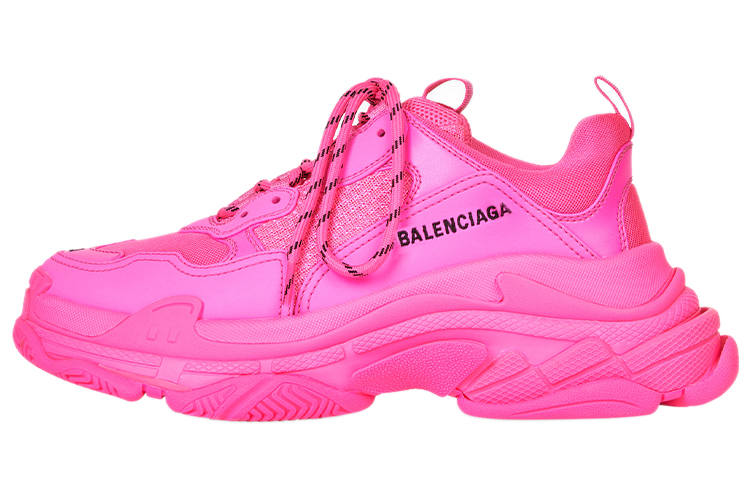 Balenciaga Triple S Low top Chunky Sneakers Women's Neon Pink
