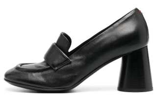 HALMANERA Cow Leather Chunky Heel High Heels Women's