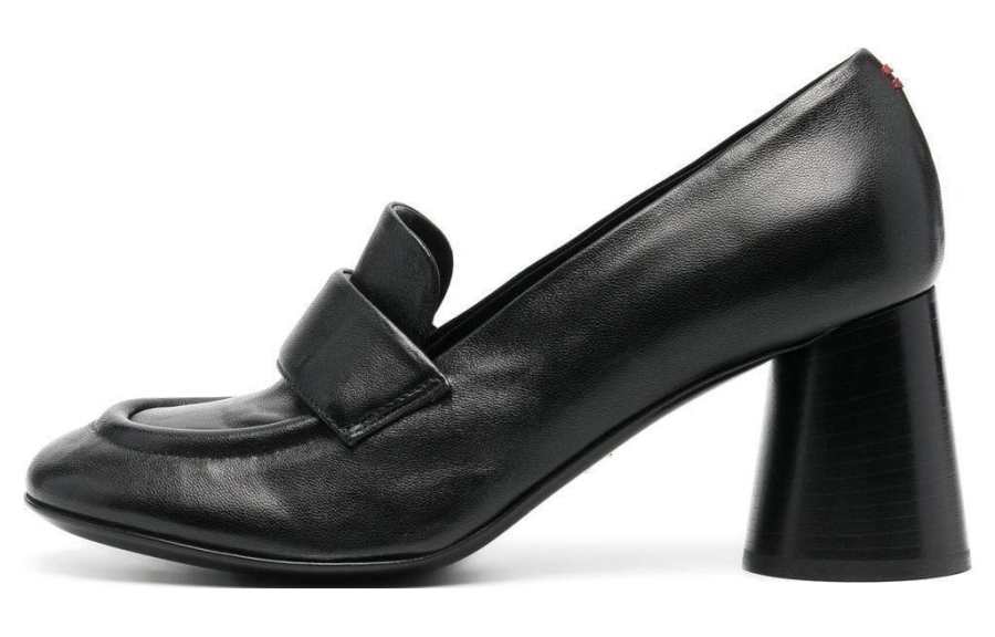 HALMANERA Cow Leather Chunky Heel High Heels Women's