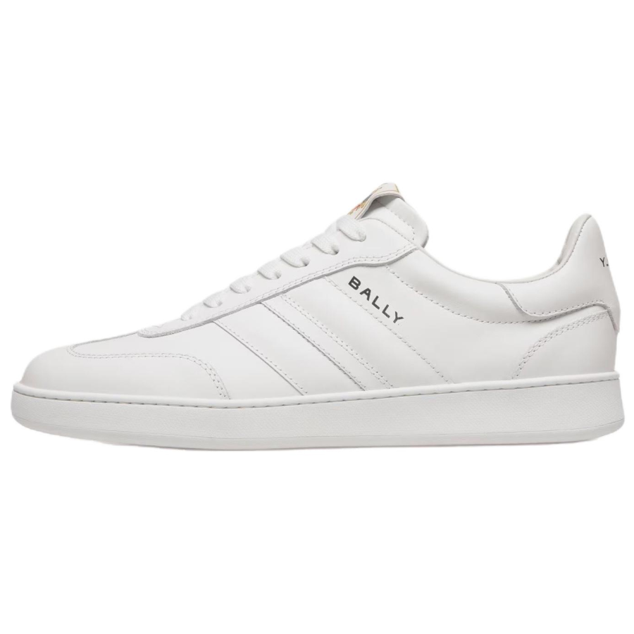 BALLY Retro Crest Cow Leather Low top Skateboard Shoes Men's White