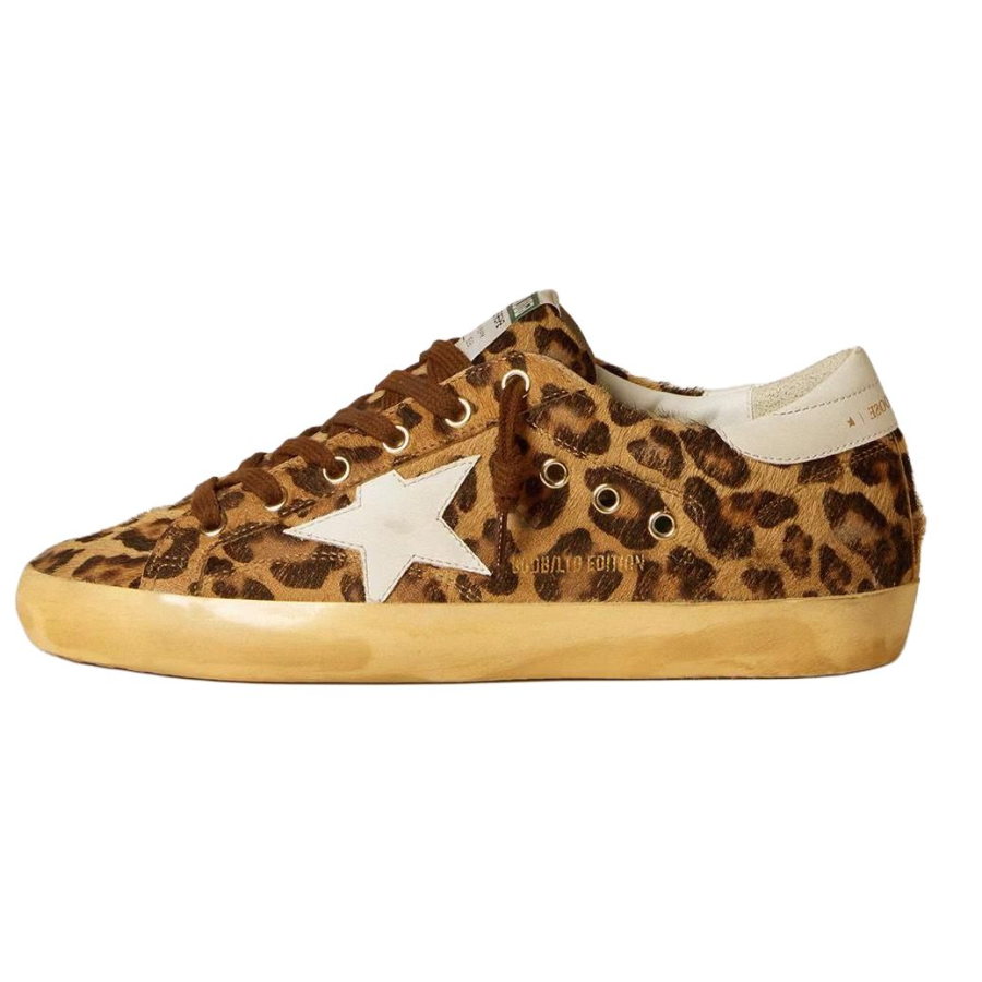 Golden Goose Super Star Leather Low top Skateboard Shoes Women's Leopard Print