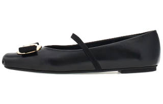 FERRAGAMO Vara Flat Women's Casual Shoes 0.5cm Women's Black
