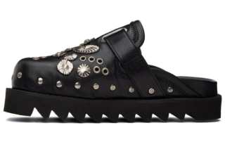 TOGA VIRILIS Rubber Sole Closed Toe Slippers Men's Black Silver