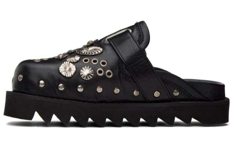TOGA VIRILIS Rubber Sole Closed Toe Slippers Men's Black Silver
