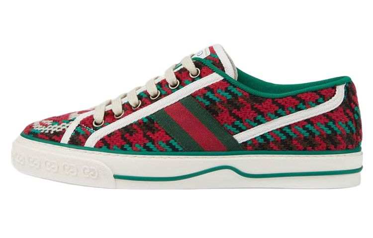 GUCCI Tennis 1977 Stylish Skateboarding Shoes Women's Christmas Red Green