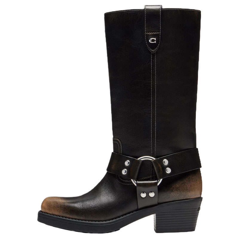 COACH COACH Cow Leather Ankle Boots 5cm Women's Black