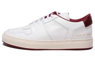 COMMON PROJECTS FW22 Leather Lace Up Low top Stylish Skateboarding Shoes Men's White Burgundy Tail