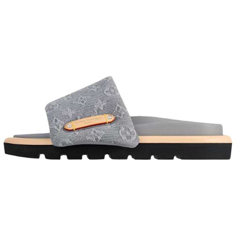 LOUIS VUITTON Pool Pillow Comfort Slide Slippers Women's Gray