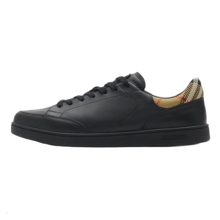Burberry Set Low top Skateboard Shoes Men's Black & Sandy Beige