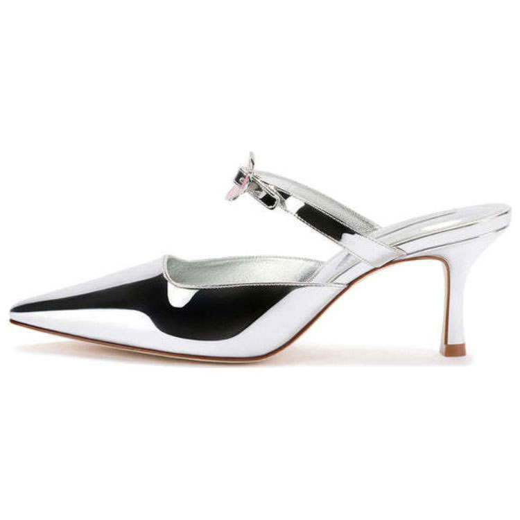 Larroude Closed Toe Slippers 6cm Women's Silver