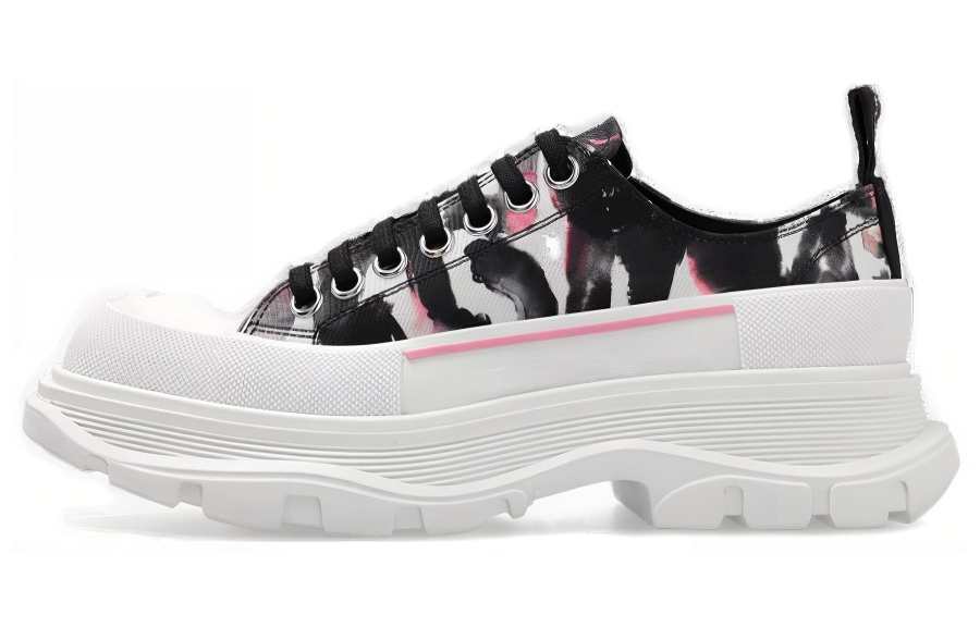 Alexander McQueen Watercolour Graffiti Tread Slick White Black Pink Women's