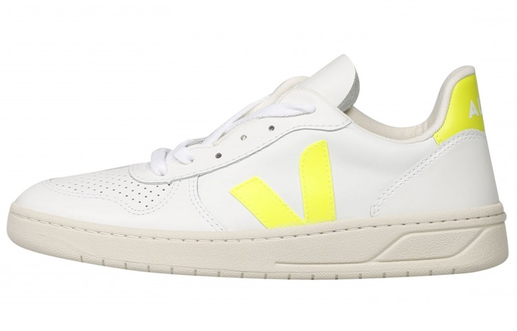VEJA VEJA V 10 Leather 'White Jaune Fluo'