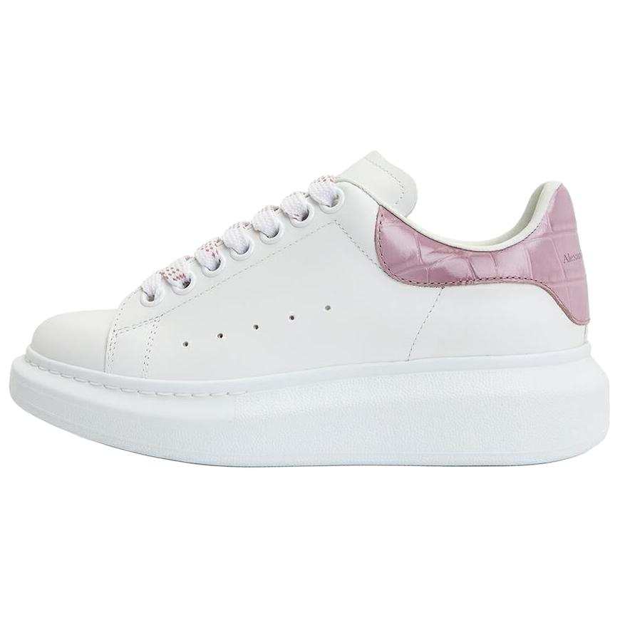 Alexander McQueen Leather Low top Stylish Skateboarding Shoes Women's Pink White