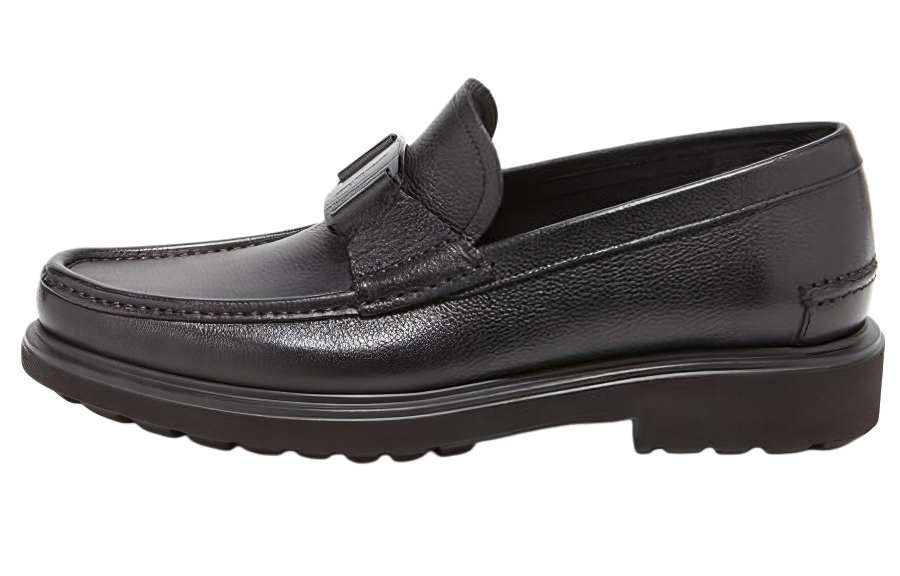 FERRAGAMO Leather Casual Shoes Men's Black