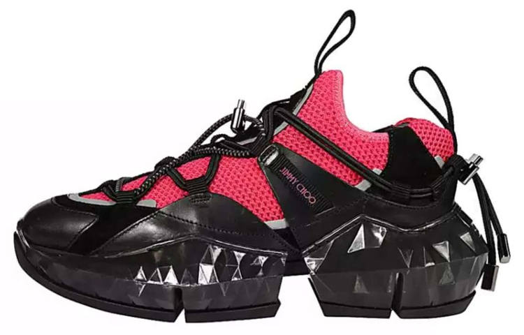 Jimmy Choo Diamond Trail F Mesh Comfortable Low top Sports Casual Shoes Women's Black Pink