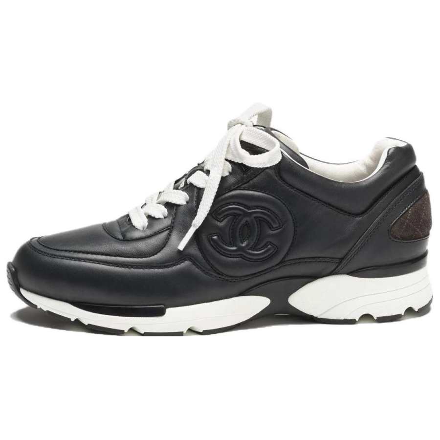 CHANEL Cow Leather Low top Casual Shoes Women's Black Gray