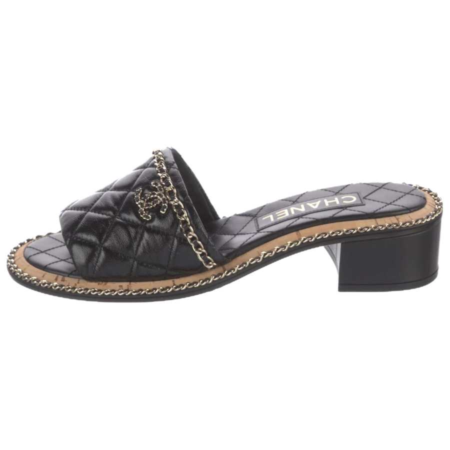 CHANEL Rubber Slide Slippers Women's Black