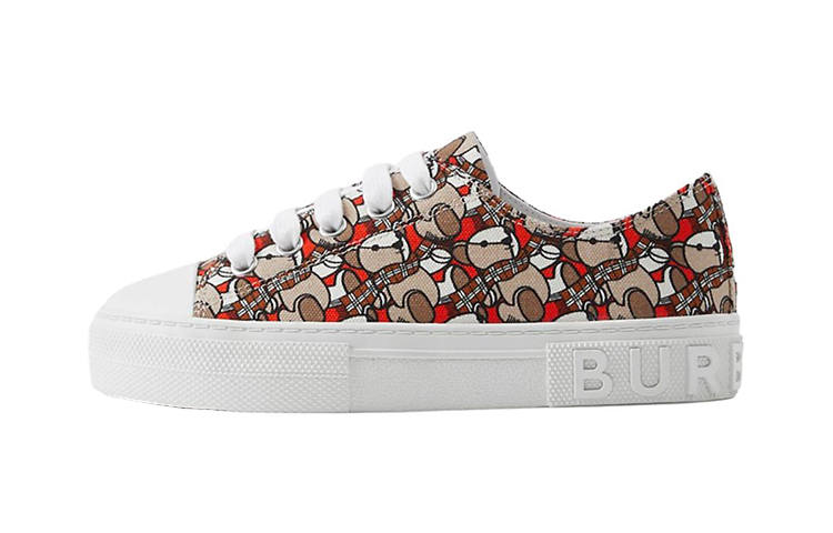 Burberry Cotton Fabric Low top Kids' Skateboarding Shoes Red Orange Kids'