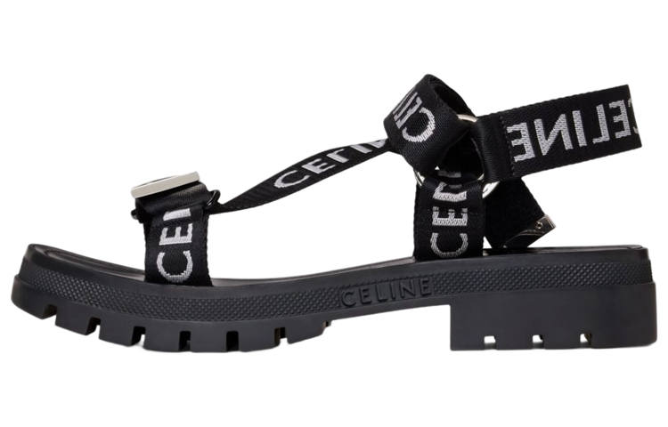 CELINE CELINE Leo Strappy Sandal Black White