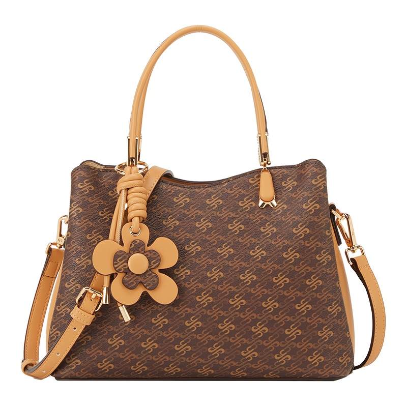 YEARCON PVC Artificial Leather With Synthetic Leather Handbag Large Women's Coffee