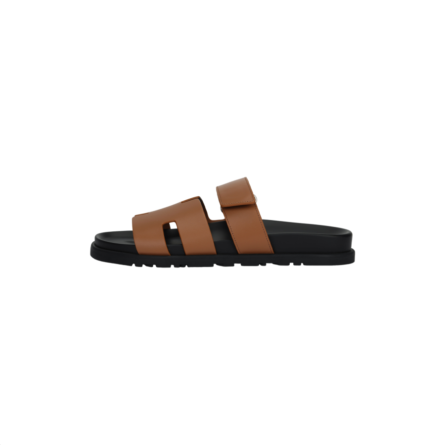 HERMES Chypre Sandal Naturel Black Smooth Calfskin Leather M