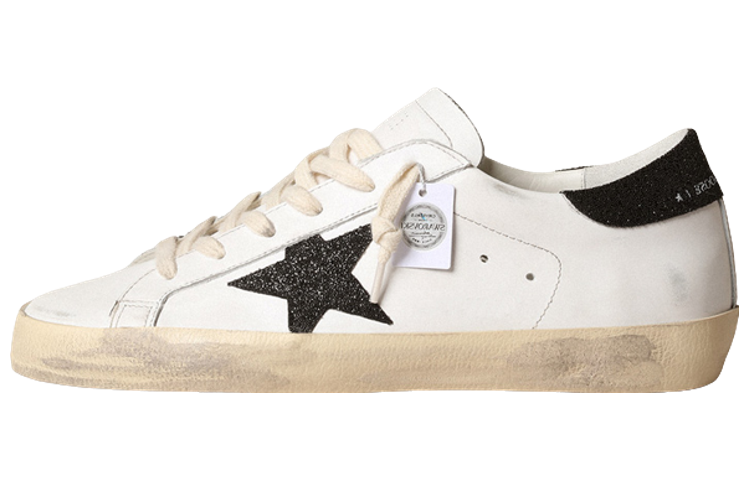 Golden Goose Super Star Cow Leather Low top Stylish Skateboarding Shoes Women's White Black Distressed