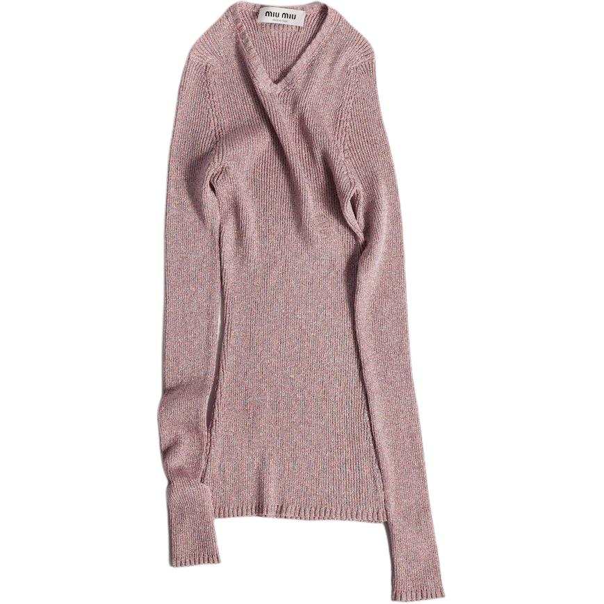 MIU MIU Sweaters Women's Begonia Pink V Neck Moderate Other