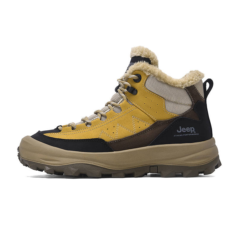 Jeep Top Grain Pig Leather Short Mid Calf Snow Boots Men's