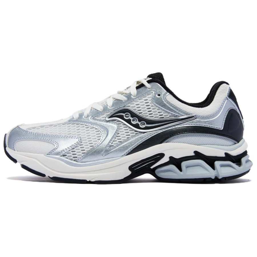 Saucony GRID FUSION Breathable Casual Running Shoes Unisex White Silver