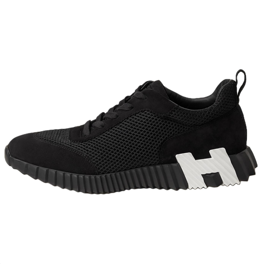 HERMES HERMES Bouncing Mesh Low top Casual Shoes Men's Black