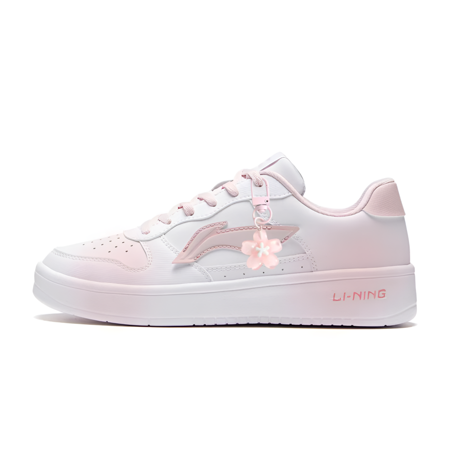 Li-Ning Li Ning Floating Boat Cherry Mist White Peach Abrasion Resistant Slip Resistant Low top Skateboard Shoes Women's