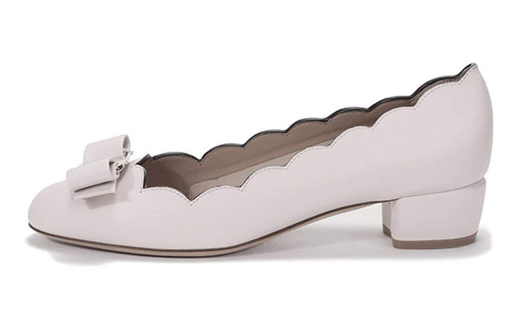 Ferragamo FERRAGAMO Chunky Heel High Heels Women's Bone